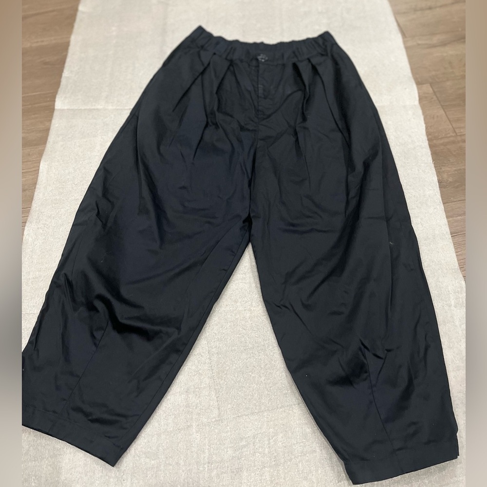 [S]Maeve Black Tapered Leg Cotton Joggers Ankle No Stretch Curve Poplins Barrel